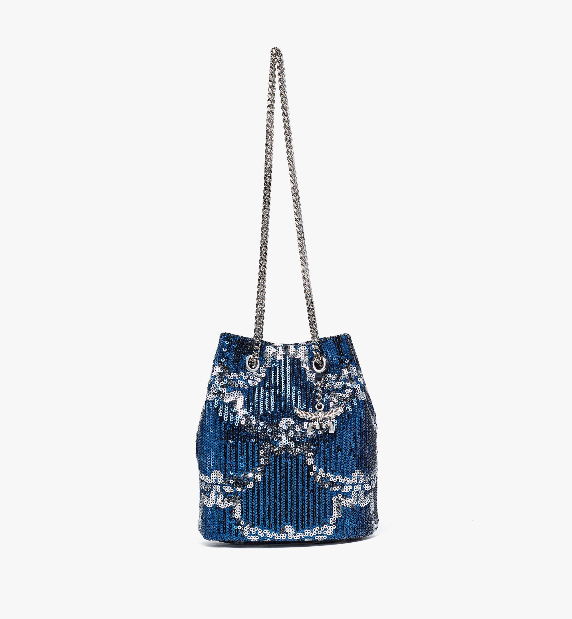 Sac seau Himmel en cuir monogrammé à sequins 1